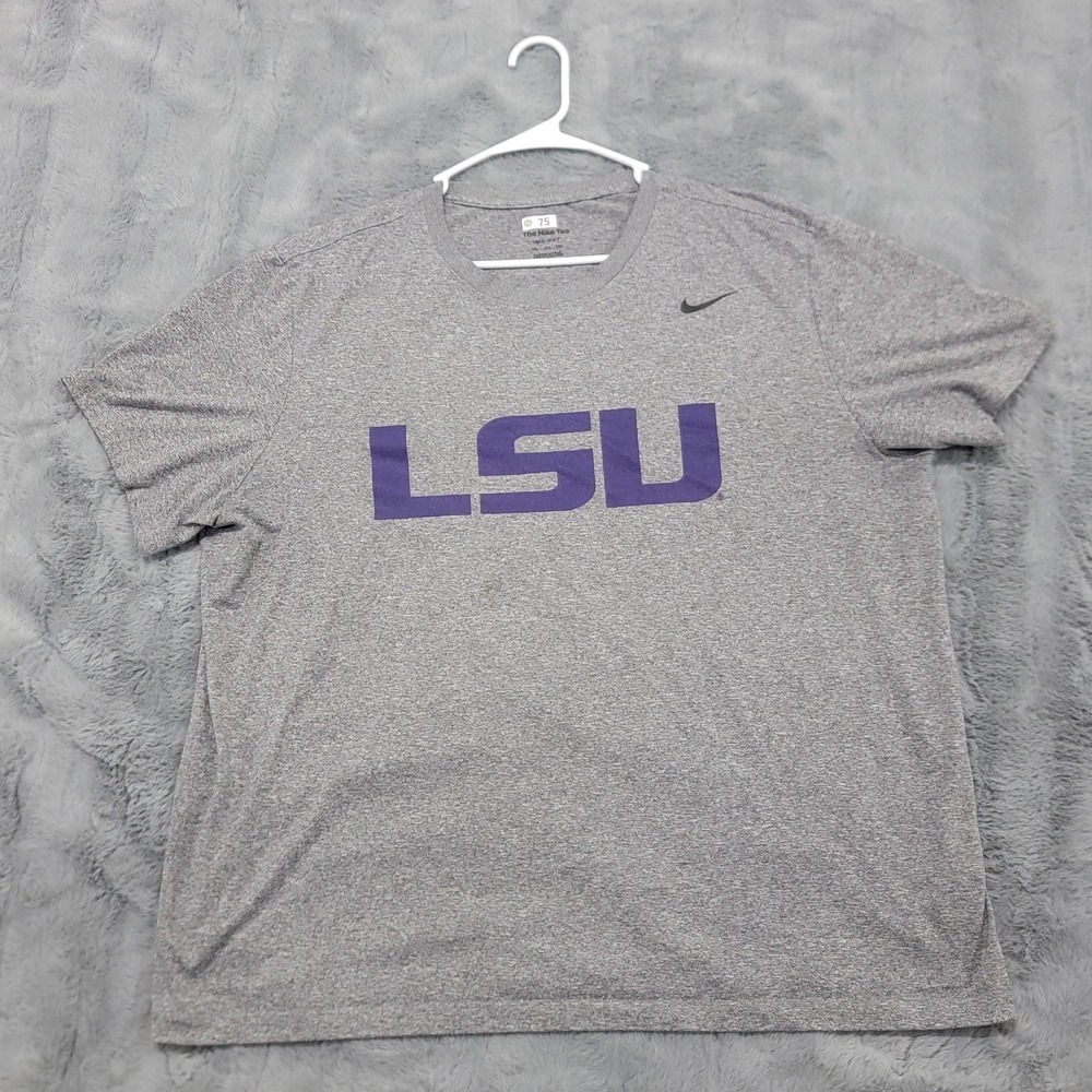 LSU Tigers Nike Team Issued Shirt Mens 2XL Gray NCAA Football Dri-Fit LEAD